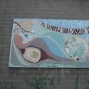 One of the murals on the side of the building.